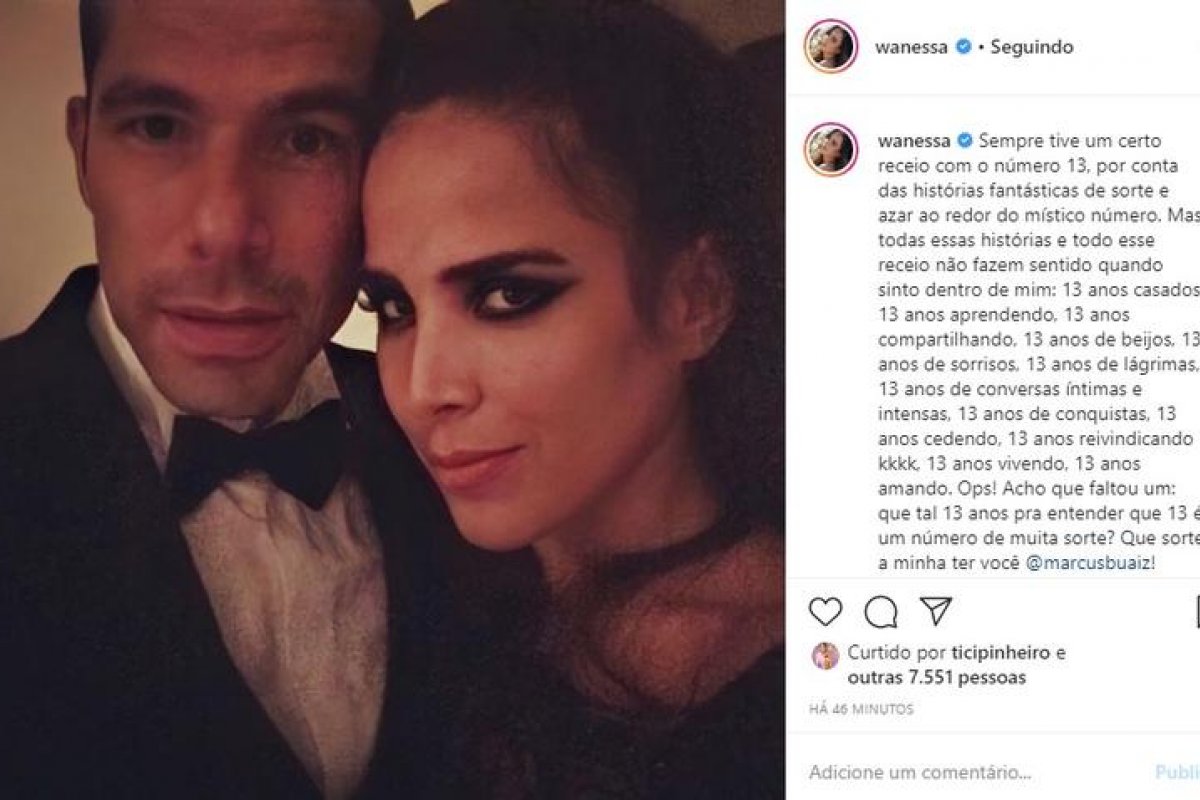 Wanessa Camargo celebra 13 anos de casamento com Marcus Buaiz 