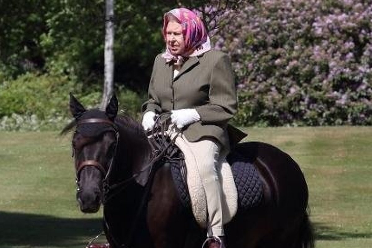 Aos 94 anos, Rainha Elizabeth II aparece andando de cavalo no parque do Castelo de Windsor 