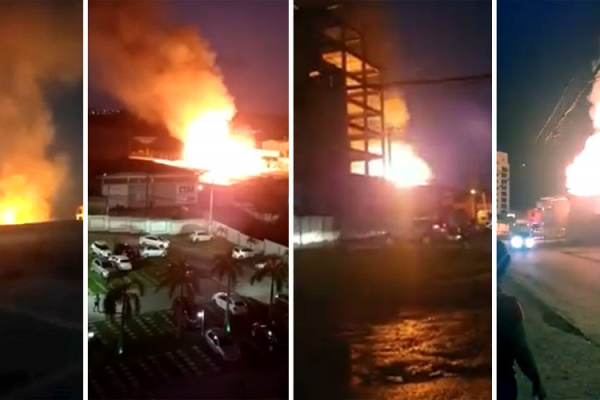 Veja vídeo: Incêndio atinge depósito industrial em Lauro de Freitas