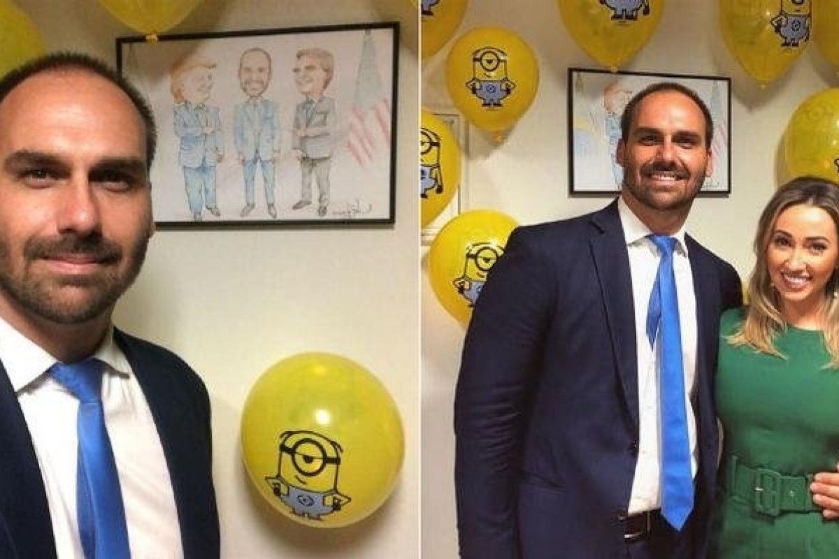 Eduardo Bolsonaro escolhe o tema 'Minions' para celebrar seus 35 anos