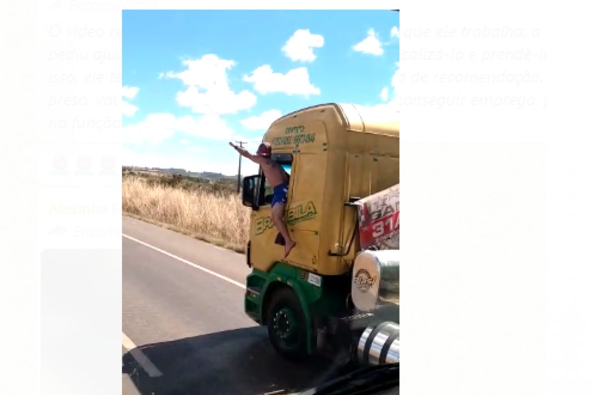 Vídeo: Caminhoneiro é detido após fazer manobra "Superman" em rodovia 