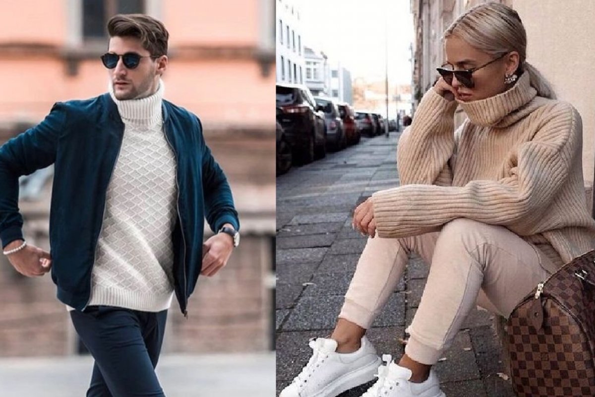 Gola rolê completa o look de inverno de homens e mulheres 