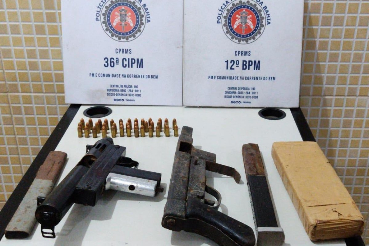 Homem é preso com duas submetralhadoras e drogas na Bahia
