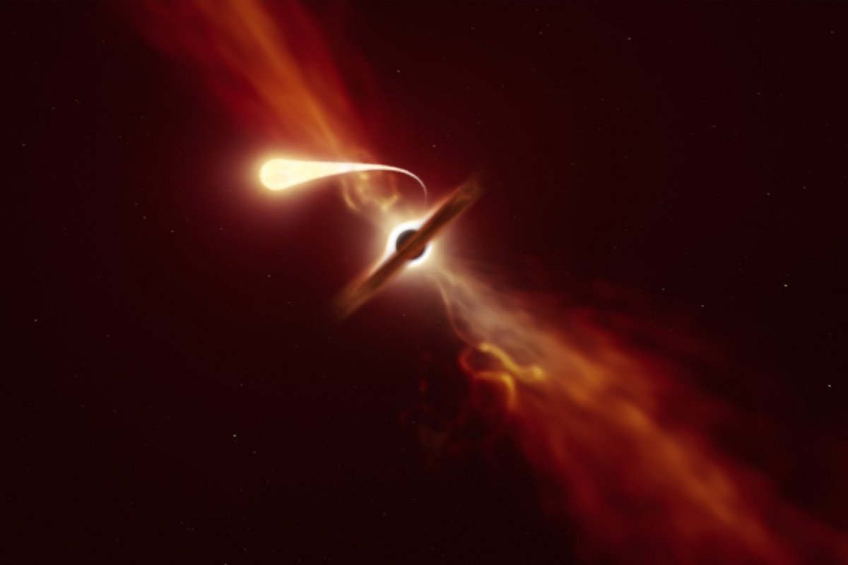 Telescópios registram momento em que estrela é sugada por buraco negro