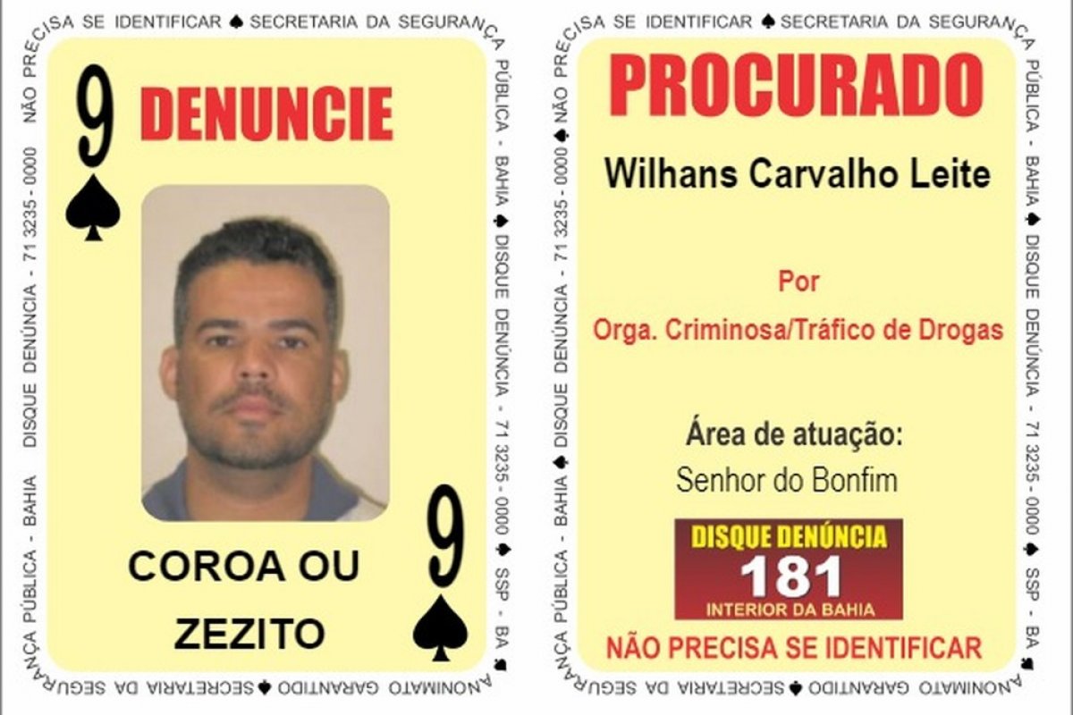 SSP-BA atualiza 'Baralho do Crime' e insere homem procurado por tráfico e organização criminosa 
