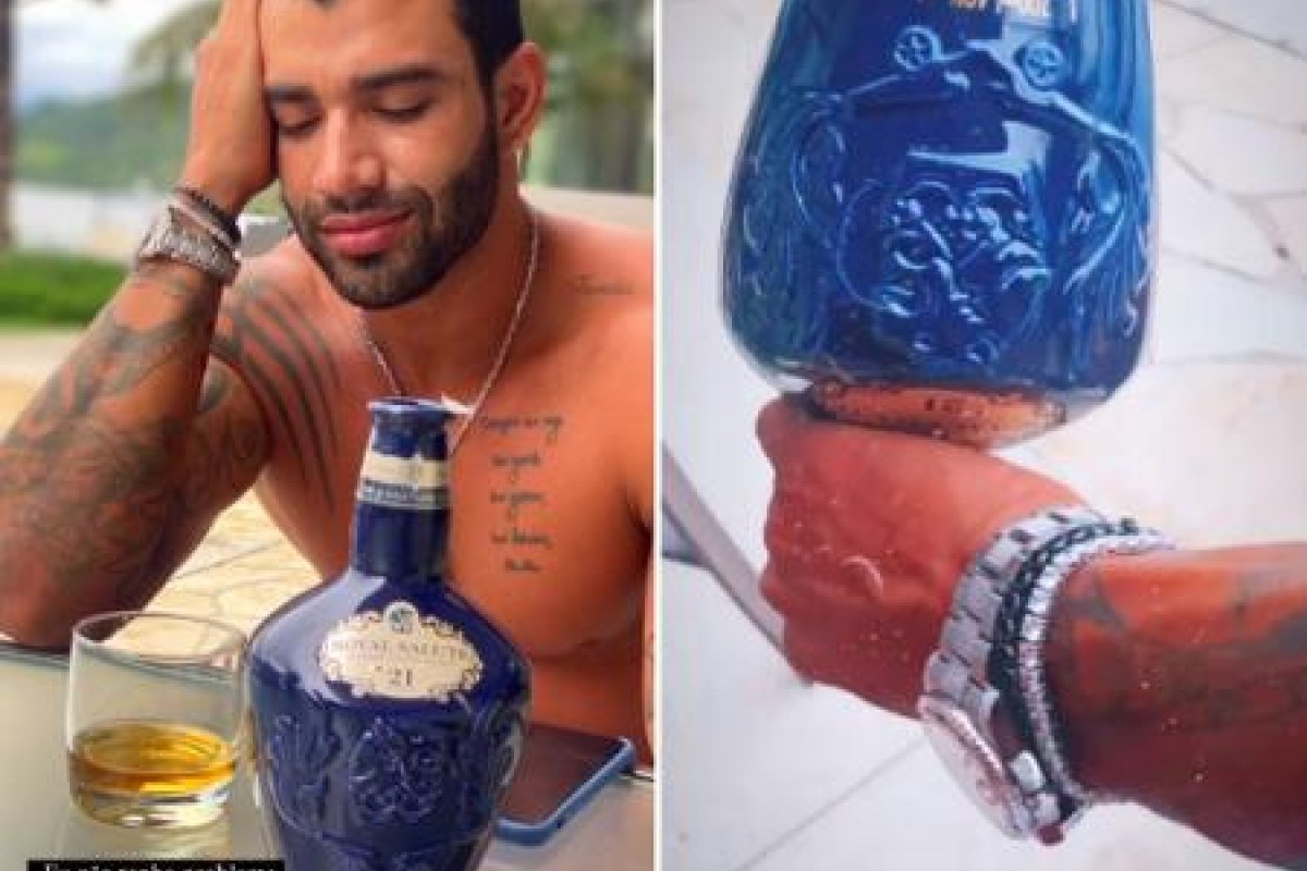 Gusttavo Lima detona garrafa de uísque de R$ 1 mil: 'Eu e ela nos damos bem' 