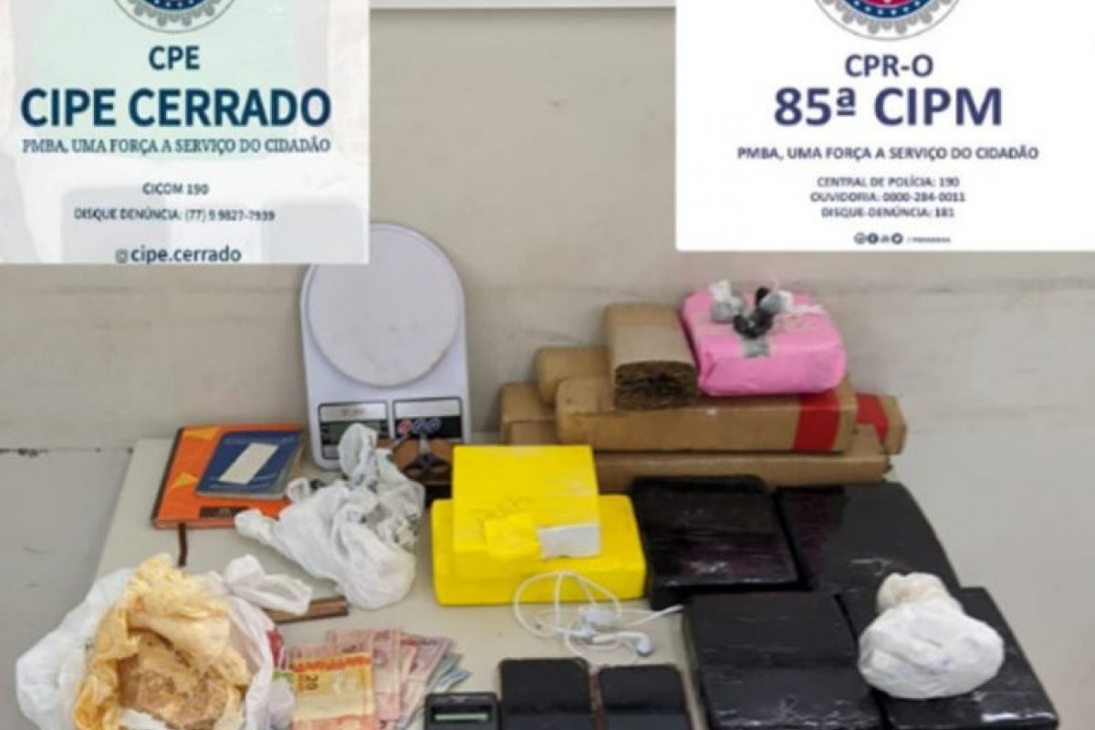 Traficante flagrado com R$ 300 mil em maconha e cocaína no Oeste da Bahia