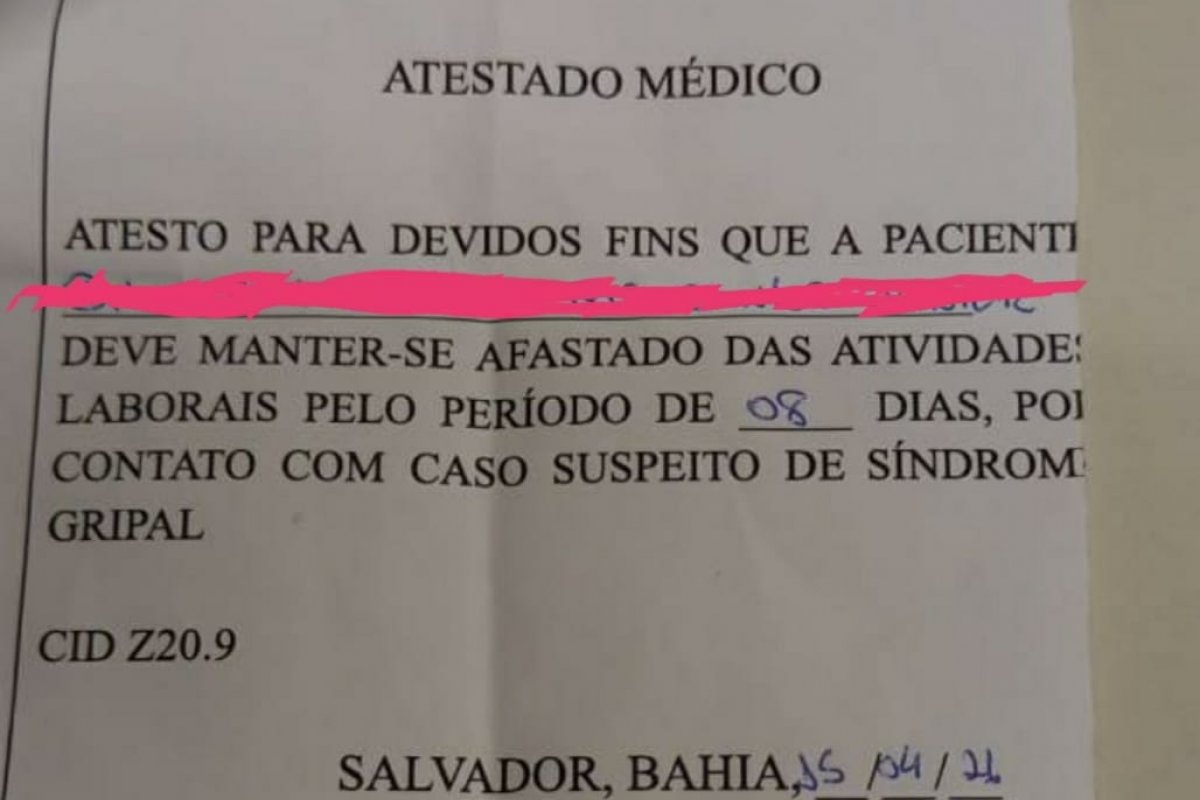 Paciente de USF denuncia entrega de atestado sem carimbo e assinatura do médico 