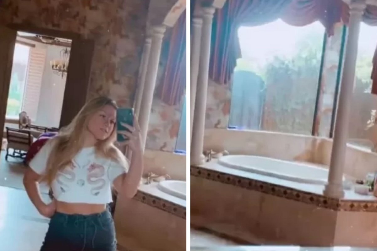 Ryca! Filha de Gugu Liberato tira foto no espelho e mostra banheira na mansão dos EUA! 