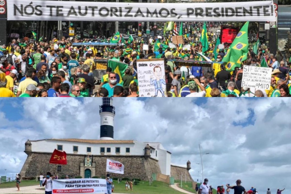 Vídeo: Protestos no Dia do Trabalho são marcados por aglomeração e manifestantes contra e a favor do governo