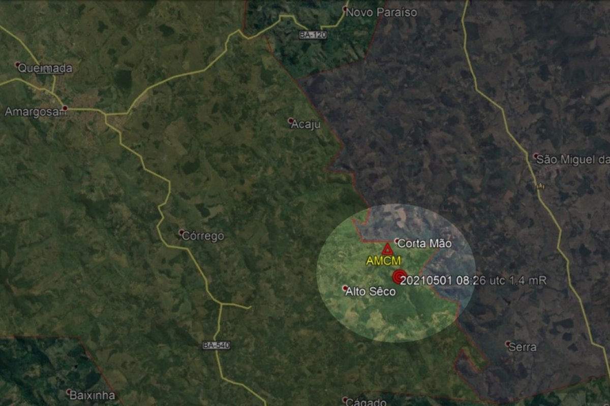Tremor de terra é registrado na cidade de Amargosa, no recôncavo baiano