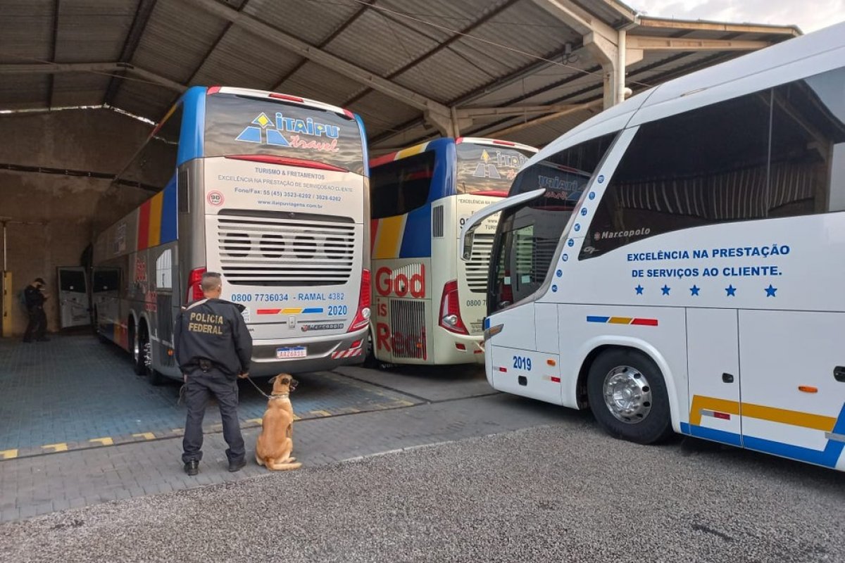 PF deflagra operação contra suspeitos de usar ônibus com passageiros para traficar armas e drogas 