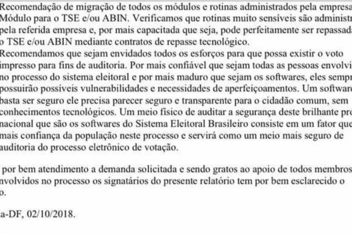 Em relatório enviado ao Senado, PF defende voto impresso e segurança pela ABIN nas eleições