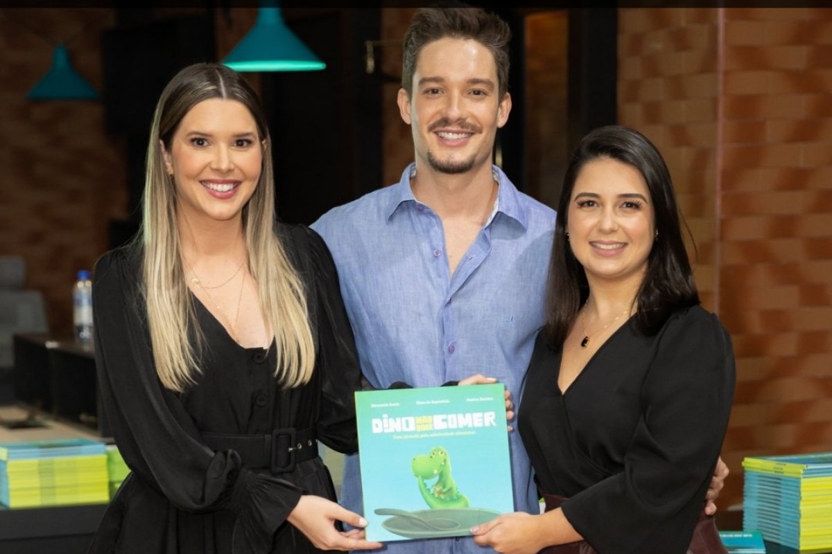 Publicitário Bernardo Amin,  nutricionista Elisa de Espíndola e a fonoaudióloga Jéssica Batista lançam livro infantil 