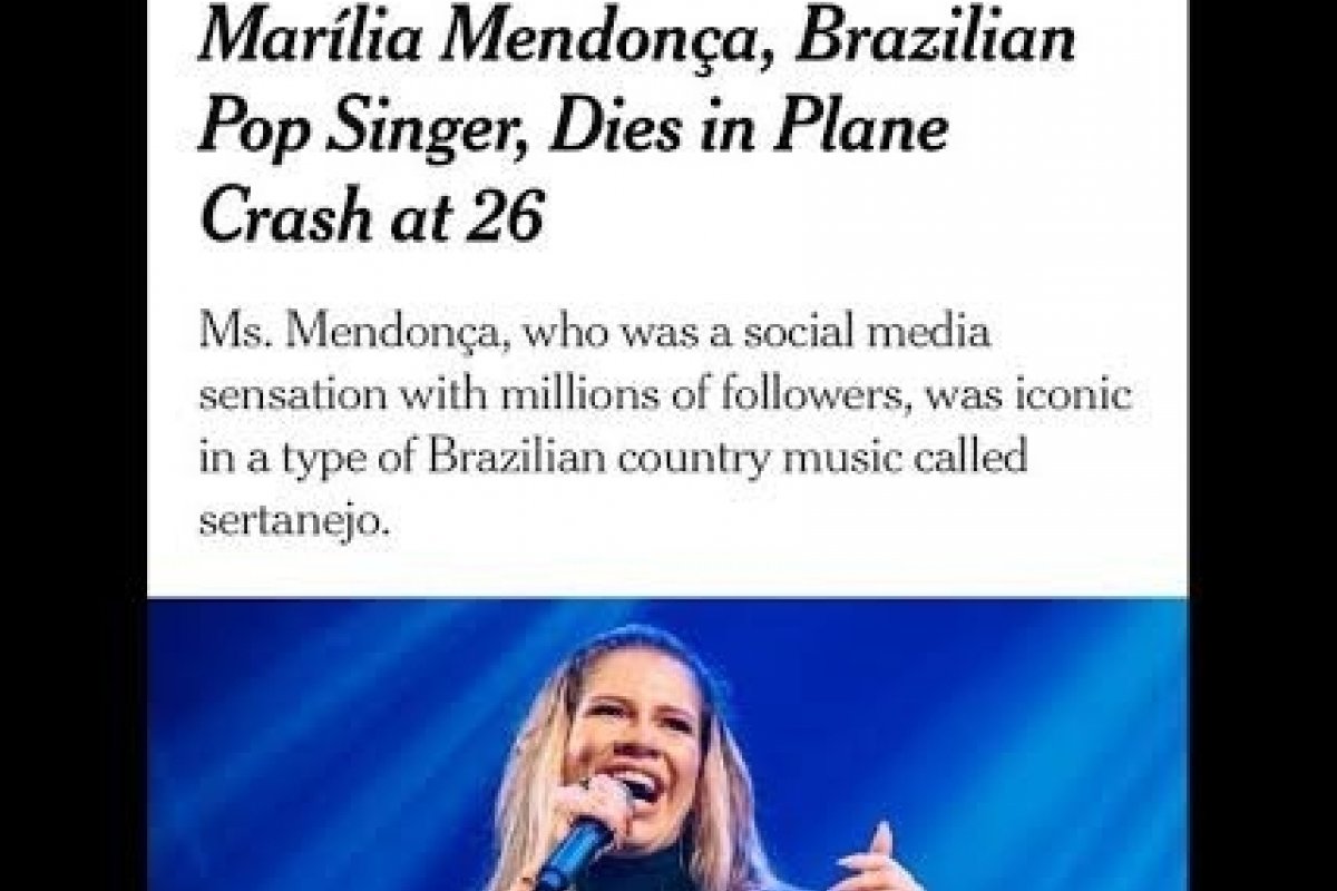 Jornal New York Times e as revistas People e Billboard repercutem morte de Marília Mendonça