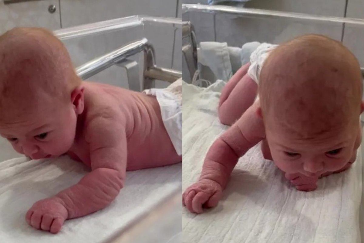 [Vídeo: Bebê com apenas três dias de vida levanta a cabeça e engatinha nos EUA]