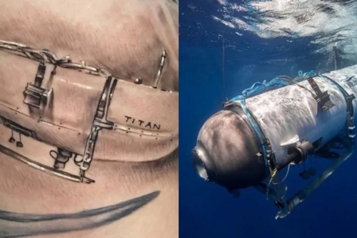 [Brasileiro faz tatuagem com imagem do submarino que implodiu nos Estados Unidos ]