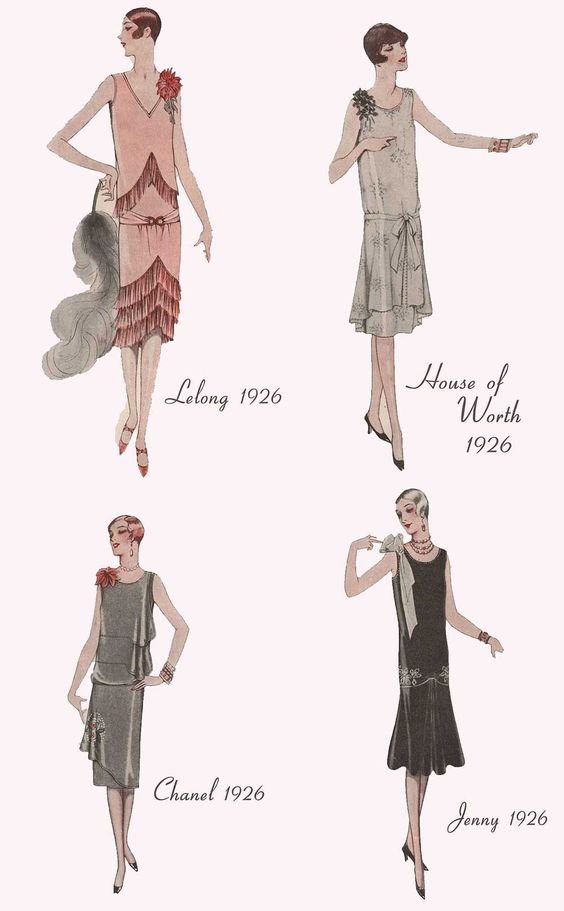 Modelo de vestido midi da década de 20. Fonte: Pinterest 