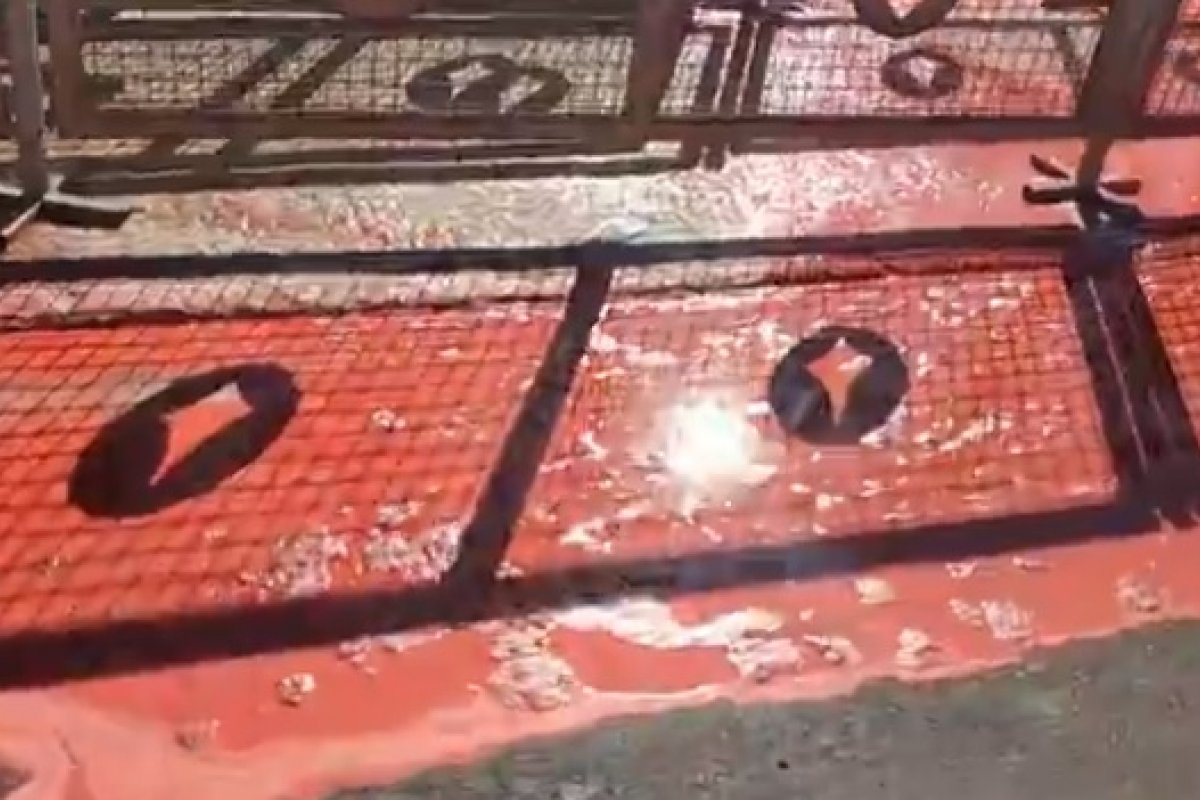 [Palácio do Planalto é alvo de vandalismo após um homem derramar balde de tinta vermelha no chão]