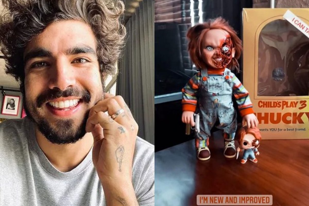 [Após  perder medo, Caio Castro adquire bonecos 'Chucky' ]