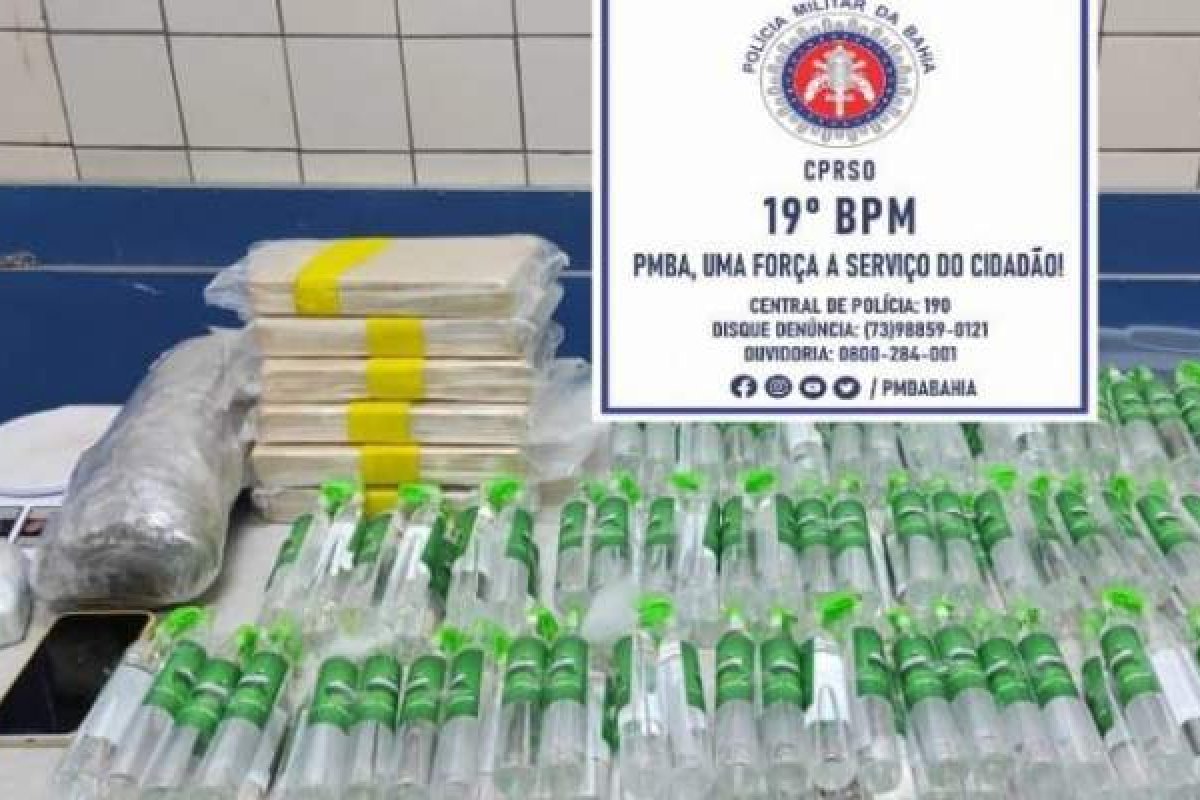 [Polícia apreende tabletes de cocaína e mais de 100 garrafas de lança-perfume em condomínio na Bahia ]