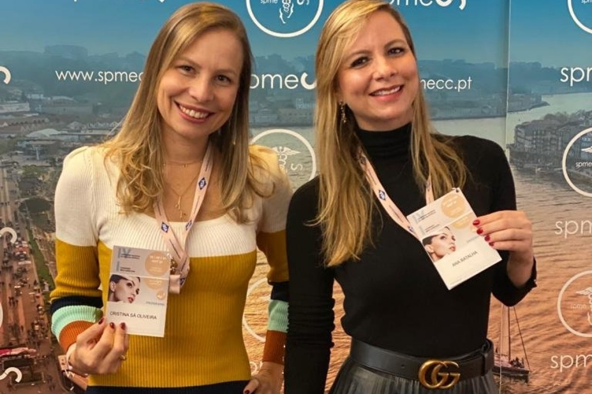 [Ana Cristina Batalha e Cristina Sá palestram em congresso de medicina estética em Portugal]